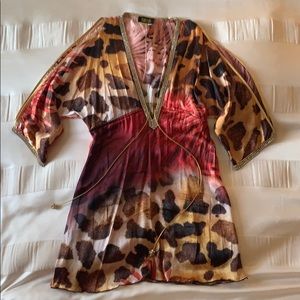 Tropical jungle fern & animal print dress!